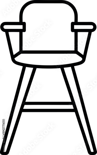 Black and White Line Art High Chair for Infant Feeding and Nursery Furniture Design