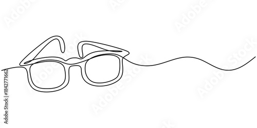 Sunglasses continuous one line drawing minimalist style outline vector illustration isolated design