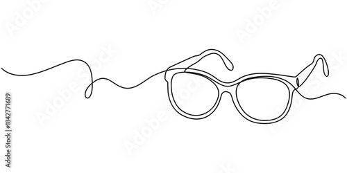 Sunglasses continuous one line drawing minimalist style outline vector illustration isolated design