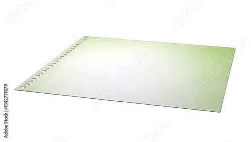Blank Paper Sheet with Holes on White Background