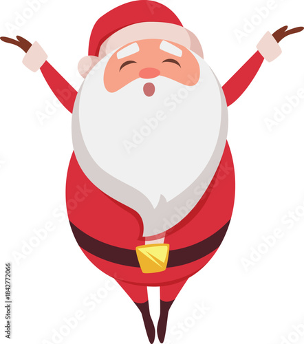 A cartoonish image of Santa Claus with a red hat and beard