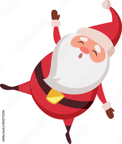 A cartoonish image of Santa Claus doing a cartwheel