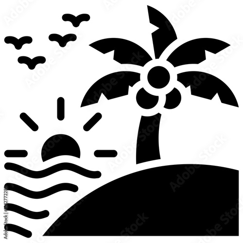 beach icon isolated on white background. vector illustration icon for travel and vacation