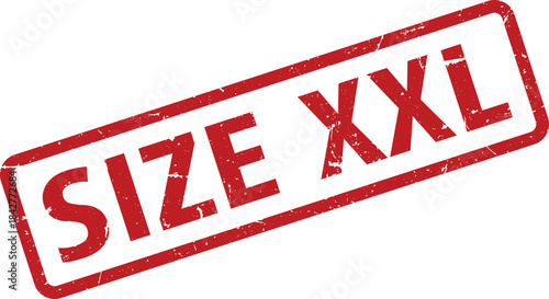 Red Distressed XXL Rubber Stamp Oversized Clothing Designation on White Background
