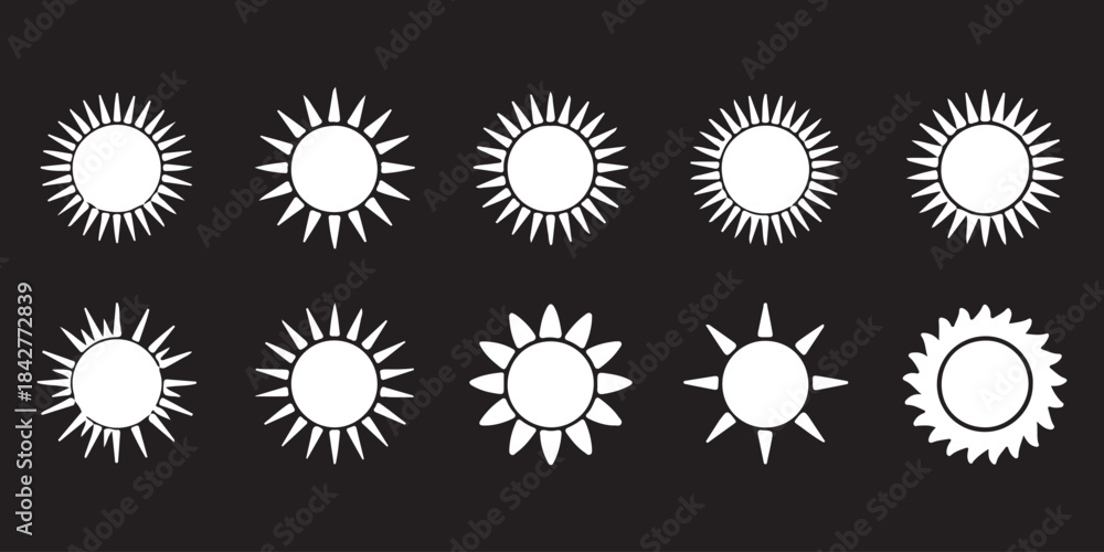 Fototapeta premium sun vector icon set . sun icons set, sunshine and solar glow . eps 10