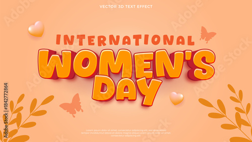 International womens day text effect 3d template