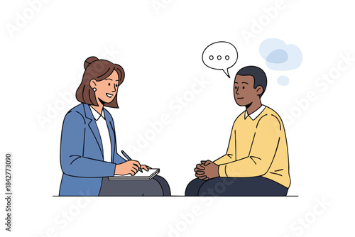 Illustration of a therapist and patient in a counseling session