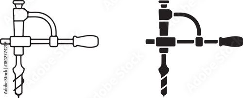 Two Side by Side Black and White Line Drills with Bits line black and white tools