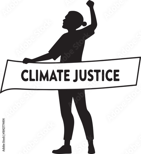 Protester holding a banner for climate justice