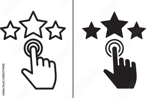 Clicking on stars to rate isolated on white background, Vector, illustration