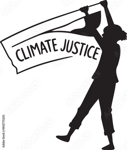 Protester holding a banner for climate justice