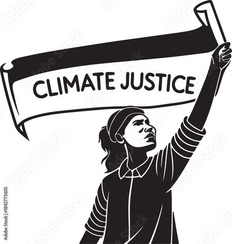 Protester holding a banner for climate justice