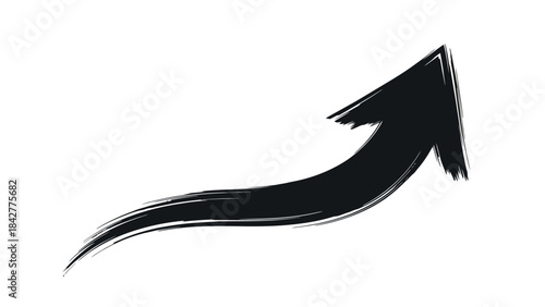 Black Hand Drawn Arrow Illustrates Growth, Progress, and Positive Direction with Brush Strokes