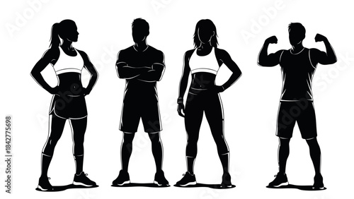 Diverse Group of Fit Silhouettes Representing Health, Fitness, and Lifestyle
