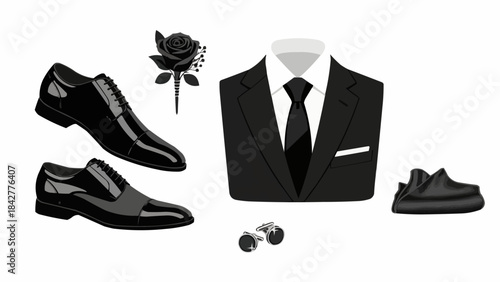 Elegant Menswear Collection Formal Attire and Accessories.