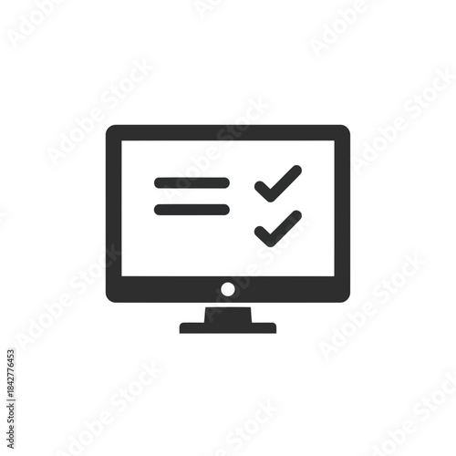 Digital checklist and task completion icon displayed on a computer monitor screen for online tasks Vector