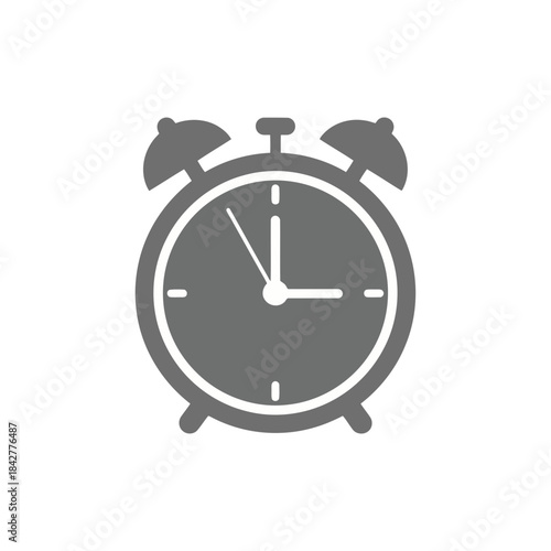 Classic grey alarm clock icon symbolizing time, wake-up, and important reminders Vector