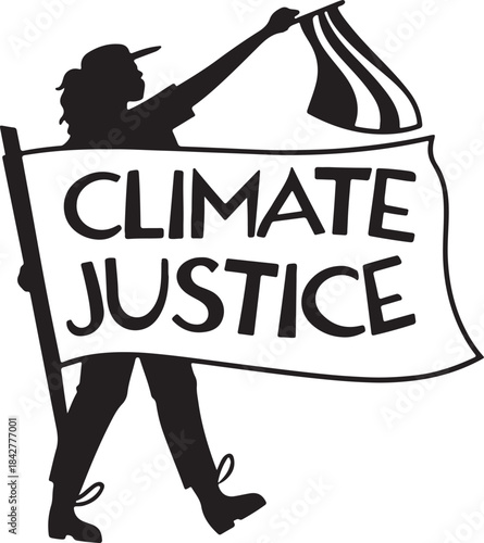 Protester holding a banner for climate justice