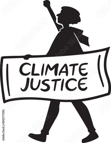 Protester holding a banner for climate justice