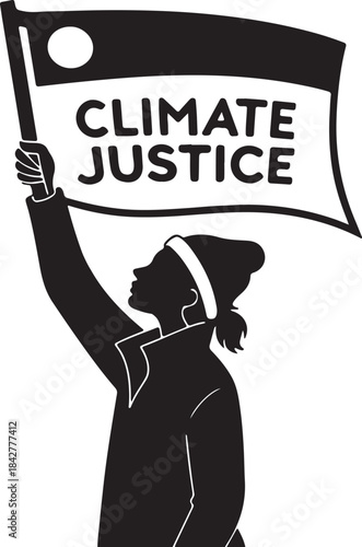Protester holding a banner for climate justice
