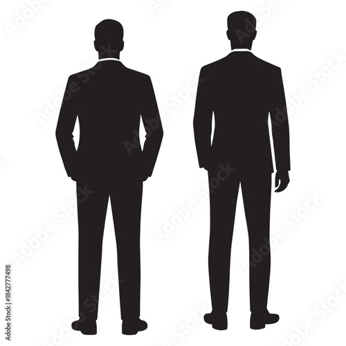 Businessmen Standing Silhouettes – CAD Editable Line Art