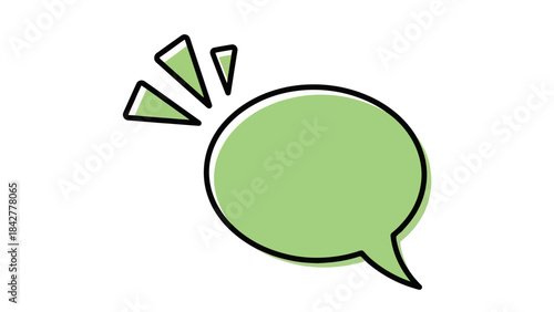 Light Green Speech Bubble with Outline and Burst Element, Vector Illustration