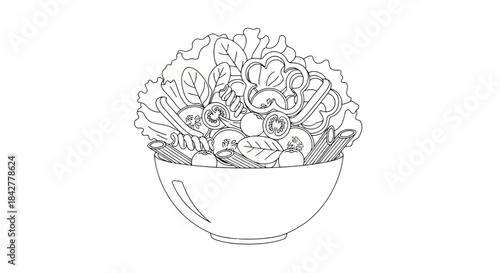 A bowl full of fresh and healthy salad ingredients, perfect for a nutritious meal Vector