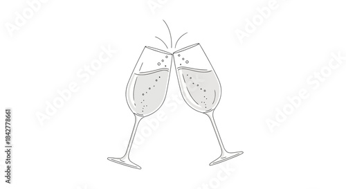 A celebratory toast with two elegant champagne flutes clinking together, symbolizing joy and special occasions Vector