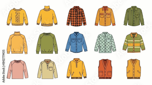 Collection of Mens Casual Outerwear and Tops.