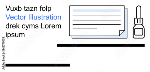 Office organization, stationery, paperwork management, workspace design, business presentation, educational tools. Features a stack of papers, text and a small bottle. Office organization