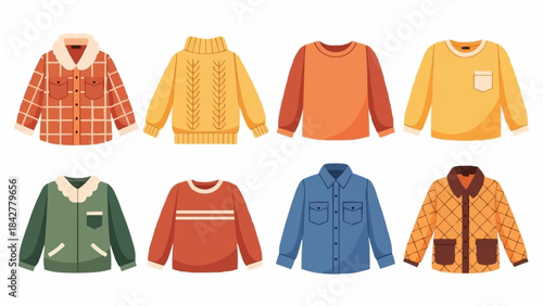 Collection of Cozy Winter Sweaters and Jackets for Children.