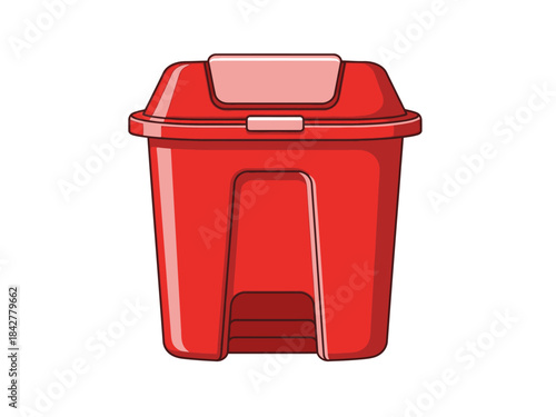 Vibrant Red Trash Bin Illustration for Waste Management Concepts