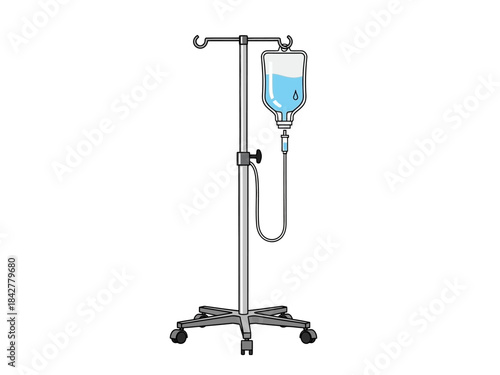 IV Drip Stand Medical Treatment Vector Illustration for Healthcare Services
