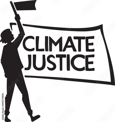 Protester holding a banner for climate justice