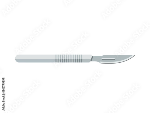 Surgical precision Illustration of a sleek scalpel on a white background, a symbol of medical skill