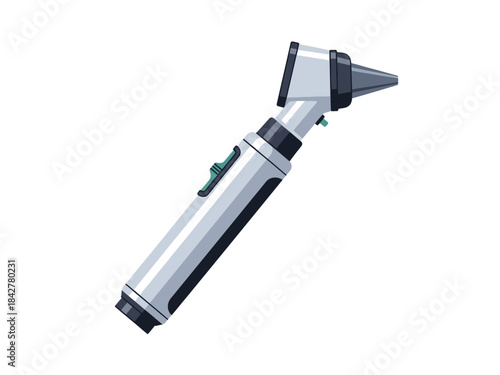 Illustration of an otoscope, a medical instrument used by doctors to examine the ear