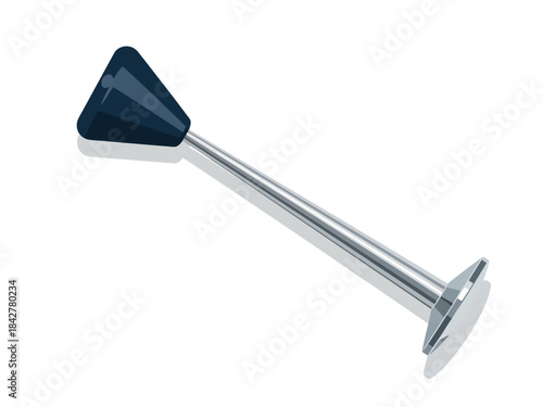 Isolated illustration of a modern, stylish object with a dark top and metallic stem on white
