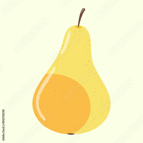 yellow pear illustration with soft shading and subtle texture, fresh and playful fruit design. for food themes, healthy lifestyle visuals, packaging, children’s projects. Vector flat