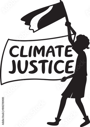 Protester holding a banner for climate justice