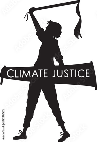 Protester holding a banner for climate justice