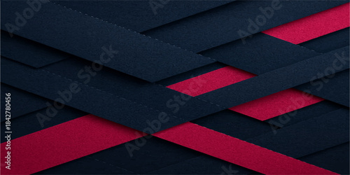 Red leather textile texture with a black and red fabric pattern and stripe decoration