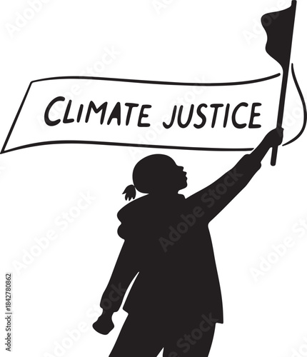Protester holding a banner for climate justice