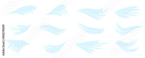 Blue and cyan light curves weave in a complex pattern, creating a visual of high-speed digital traffic. Sparkling edges highlight their motion. Great for data or tech visualizations. PNG