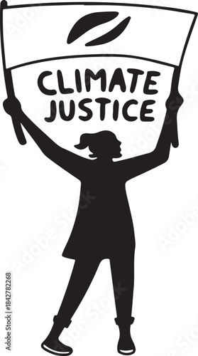 Protester holding a banner for climate justice