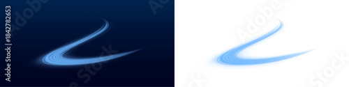 Blue light streaks ripple in smooth curves, radiating speed and energy. Each line pulses with glowing intensity. Perfect for digital or sci-fi graphics. PNG