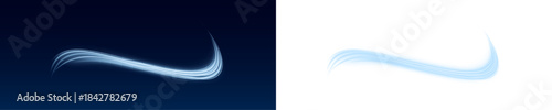 Blue light ribbons twist fluidly, creating abstract arcs of glowing energy. Each streak radiates motion and speed. Perfect for futuristic or tech visuals. PNG