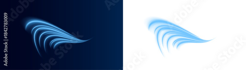 Cyan and turquoise light arcs flow dynamically, forming glowing spirals of motion and energy. Each line pulses with luminous intensity. Perfect for futuristic AI designs. PNG