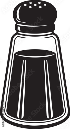 Black and White Salt Shaker Illustration for Kitchen Decor