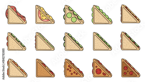 Assortment of Freshly Prepared Triangle Sandwiches