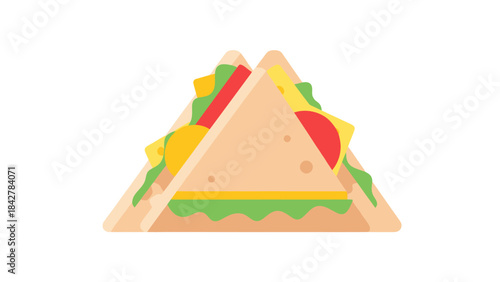 Freshly Made Triangular Club Sandwich Illustration
